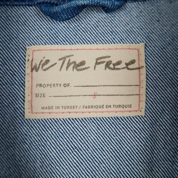 Free People Denim Jacket Now or Never Dark Wash Cropped Women's Small - Picture 5 of 7